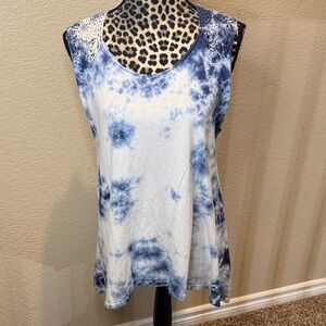 American Age Blue and White Tie-Dye Tank Top